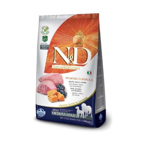 Farmina N&D Pumpkin Cordeiro & Mirtilos — Adulto Médio/Maxi